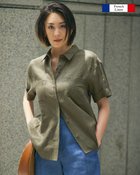 【ドゥクラッセ/DoCLASSE】の21番フレンチリネン・半袖シャツ カーキ|ID: prp329100004933959 ipo3291000000037246298