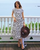 【ドゥクラッセ/DoCLASSE】のストレッチピケ・フレアワンピース 幾何柄|ID: prp329100004933962 ipo3291000000037256544