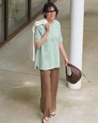 【ドゥクラッセ/DoCLASSE】の高密度シルコットン・5分袖ロングT/70cm 人気、トレンドファッション・服の通販 founy(ファニー) ファッション Fashion レディースファッション Fashion for Women トップス・カットソー Cut & Sew Tops スマート Smart, Elegant チュニック Tunic, Long Top フォルム Silhouette, Form ロング Long, Long-Length 夏 Summer thumbnail ダスティーブルー|ID: prp329100004933964 ipo3291000000037032240