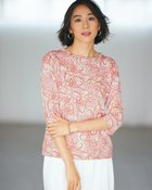 【ドゥクラッセ/DoCLASSE】の綿スラブ・ボートネックT/7分袖 人気、トレンドファッション・服の通販 founy(ファニー) ファッション Fashion レディースファッション Fashion for Women トップス・カットソー Cut & Sew Tops シャツ・ブラウス・オフィスカジュアル Elegant Blouses & Button-Ups ロングTシャツ・Tシャツ Longline T-Shirts & Tees カットソー・ベーシックTシャツ Cut-and-Sewn Tops / Stretch Tees & Basics カットソー Cut and Sewn Top プリント Print, Printed Pattern モダン Modern, Contemporary エレガント 上品 Elegant 夏 Summer 定番 Standard, Basic Item thumbnail ピンク・パターン|ID: prp329100004933975 ipo3291000000037032297