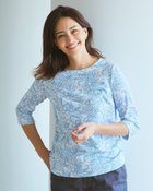 【ドゥクラッセ/DoCLASSE】の綿スラブ・ボートネックT/7分袖 グレー&times;ブルー|ID: prp329100004933975 ipo3291000000037098155