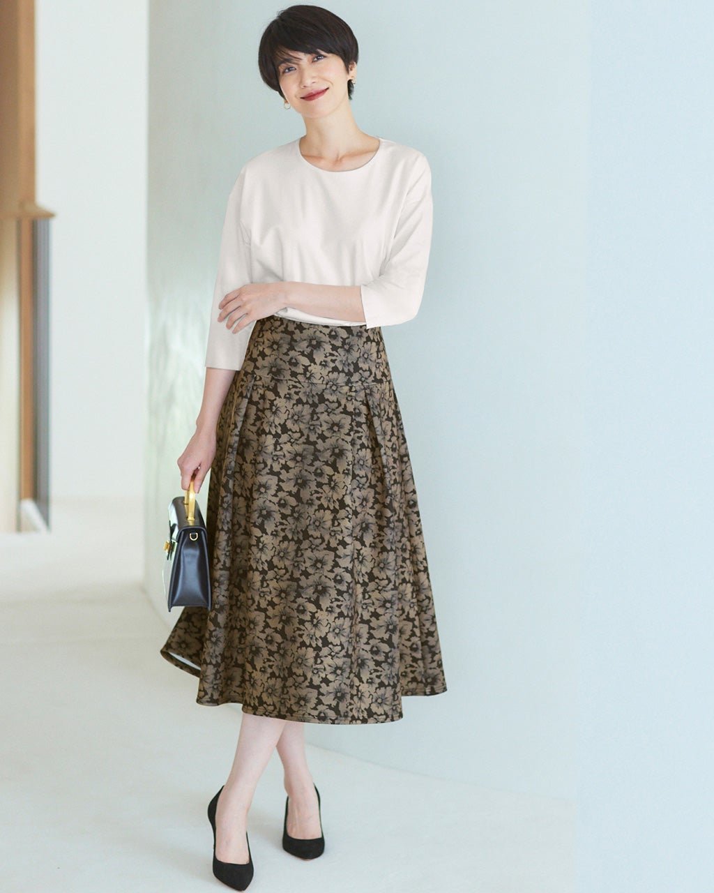 【ドゥクラッセ/DoCLASSE】のダブル編みジャージー・切替えフレアスカート インテリア・キッズ・メンズ・レディースファッション・服の通販 founy(ファニー) 　ファッション　Fashion　レディースファッション　Fashion for Women　スカート　Skirts　Aライン・フレアスカート　A-Line & Flared Skirts　シンプル　Simple, Minimal　ダブル　Double, Double-Breasted　パターン　Pattern, Design Print　フレア　Flare, Flared　無地　Plain, Solid Color　ライトパターン|ID: prp329100004933979 ipo3291000000037032310