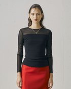 【ドゥクラッセ/DoCLASSE】のストレッチオーガンジー・クルーネックトップス ブラック|ID:prp329100004933984