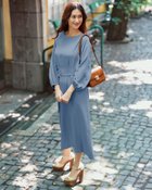 【ドゥクラッセ/DoCLASSE】のジョーゼット・ウエストタックワンピベルト付 ブルー|ID: prp329100004934003 ipo3291000000037102343