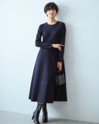 【ドゥクラッセ/DoCLASSE】の3Dニット・フィット&フレア長袖ワンピース ミッドナイトブルー|ID: prp329100004934004 ipo3291000000037098162