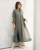 【ドゥクラッセ/DoCLASSE】のバンドカラー・コットン混シャツワンピース オリーブ|ID: prp329100004934018 ipo3291000000037256611