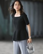 【ドゥクラッセ/DoCLASSE】の構築ニット・裾メッシュペプラムトップス ブラック|ID: prp329100004934024 ipo3291000000037256617