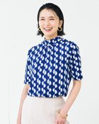 【ドゥクラッセ/DoCLASSE】のUVスラブ・ギャザーハイネックブラウス5分袖 ブルー・パターン|ID: prp329100004934037 ipo3291000000037256655