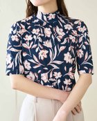 【ドゥクラッセ/DoCLASSE】のUVスラブ・ギャザーハイネックブラウス5分袖 ネイビーパターン|ID: prp329100004934037 ipo3291000000037256657