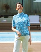 【ドゥクラッセ/DoCLASSE】のUVスラブ・ギャザーハイネックブラウス5分袖 スカイブルー|ID: prp329100004934037 ipo3291000000037256659