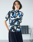 【ドゥクラッセ/DoCLASSE】のUVスラブ・ギャザーハイネックブラウス5分袖 ブルーマルチ|ID: prp329100004934037 ipo3291000000037256660