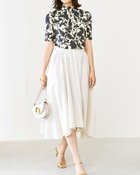 【ドゥクラッセ/DoCLASSE】のUVスラブ・ギャザーハイネックブラウス5分袖 ベージュXネイビー|ID: prp329100004934037 ipo3291000000037256677