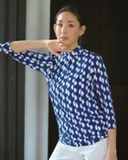 【ドゥクラッセ/DoCLASSE】のUVスラブ・ギャザーハイネックブラウス7分袖 ブルー・パターン|ID: prp329100004934038 ipo3291000000037098172