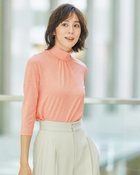 【ドゥクラッセ/DoCLASSE】のUVスラブ・ギャザーハイネックブラウス7分袖 ライトコーラル|ID: prp329100004934038 ipo3291000000037098175