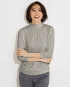 【ドゥクラッセ/DoCLASSE】のUVスラブ・ギャザーハイネックブラウス7分袖 グレー|ID: prp329100004934038 ipo3291000000037098177