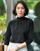 【ドゥクラッセ/DoCLASSE】のUVスラブ・ギャザーハイネックブラウス7分袖 ブラック|ID: prp329100004934038 ipo3291000000037098178