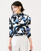 【ドゥクラッセ/DoCLASSE】のUVスラブ・ギャザーハイネックブラウス7分袖 ブルーマルチ|ID: prp329100004934038 ipo3291000000037098189