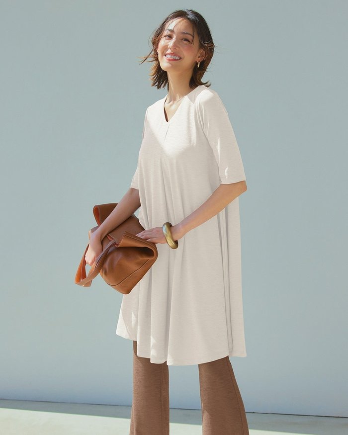 【ドゥクラッセ/DoCLASSE】のUVスラブ・ジェットセッターズ/5分袖チュニック インテリア・キッズ・メンズ・レディースファッション・服の通販 founy(ファニー) https://founy.com/ ファッション Fashion レディースファッション Fashion for Women トップス・カットソー Cut & Sew Tops チュニック Tunic, Long Top 人気 Popular, Best Seller |ID: prp329100004934042 ipo3291000000037032574