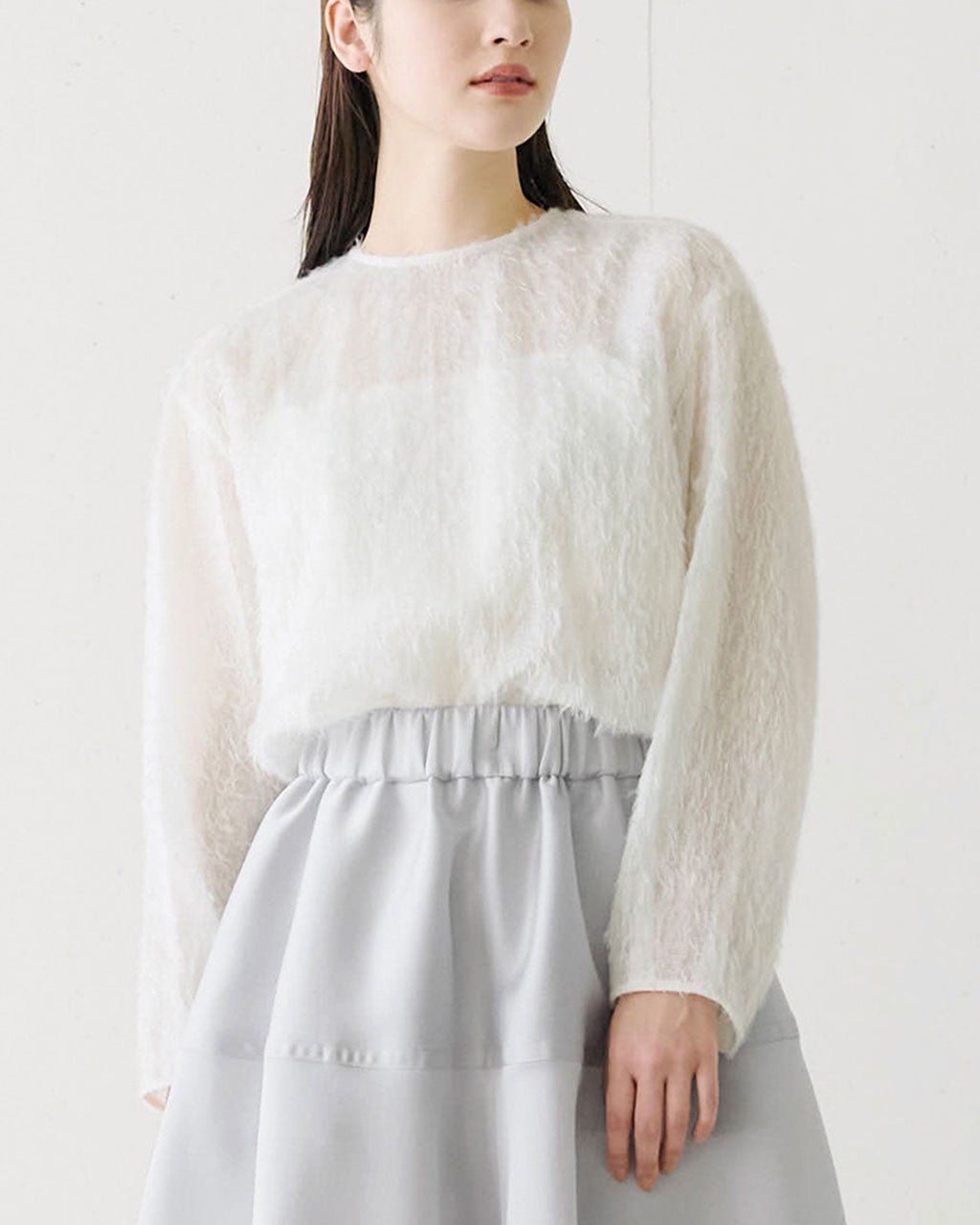 【ドゥクラッセ/DoCLASSE】のシャギージャカード・クルーブラウス 人気、トレンドファッション・服の通販 founy(ファニー) 　ファッション　Fashion　レディースファッション　Fashion for Women　トップス・カットソー　Cut & Sew Tops　シャツ・ブラウス・オフィスカジュアル　Elegant Blouses & Button-Ups　シンプル　Simple, Minimal　ジャカード／ジャガード　Jacquard, Woven Pattern　フィット　Fit, Slim Fit　 other-1|ID: prp329100004934045 ipo3291000000037032588