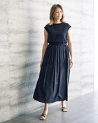 【ドゥクラッセ/DoCLASSE】のシアー&グログラン・ギャザーワンピース ネイビー|ID: prp329100004934053 ipo3291000000037256742