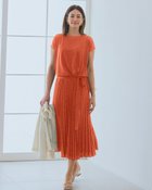 【ドゥクラッセ/DoCLASSE】のUVスラブ・プリーツワンピース ブラウンオレンジ|ID: prp329100004934054 ipo3291000000037098205