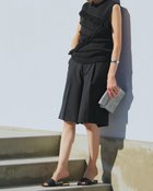 【ドゥクラッセ/DoCLASSE】のライトツイル・タックハーフパンツ ブラック|ID: prp329100004934056 ipo3291000000037102382