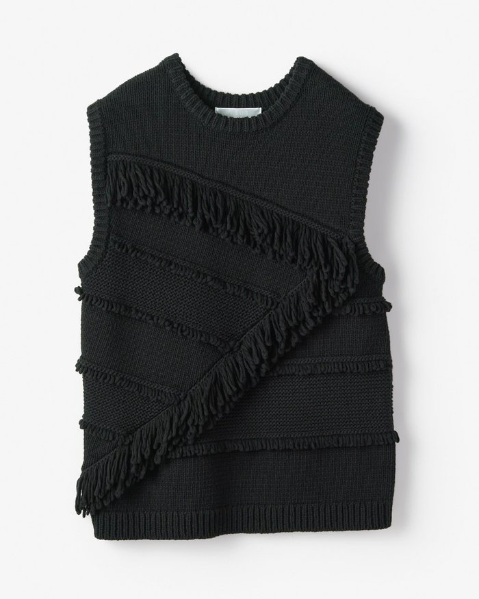 【ドゥクラッセ/DoCLASSE】の柄編み・フリンジニットベスト インテリア・キッズ・メンズ・レディースファッション・服の通販 founy(ファニー) https://founy.com/ ファッション Fashion レディースファッション Fashion for Women アウター Coat / Outerwear Collection トップス・カットソー Cut & Sew Tops ニット Knit Tops & Sweaters ベスト&ジレ / 重ね着スタイル Vests & Gilets サマー Summer, Summer Style ジャケット Jacket, Outerwear セーター Sweater, Knitwear フラット Flat, Flat Shoes フリンジ Fringe, Tassel ボーダー Border, Stripe |ID: prp329100004934060 ipo3291000000037032653