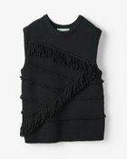 【ドゥクラッセ/DoCLASSE】の柄編み・フリンジニットベスト ブラック|ID: prp329100004934060 ipo3291000000037032654