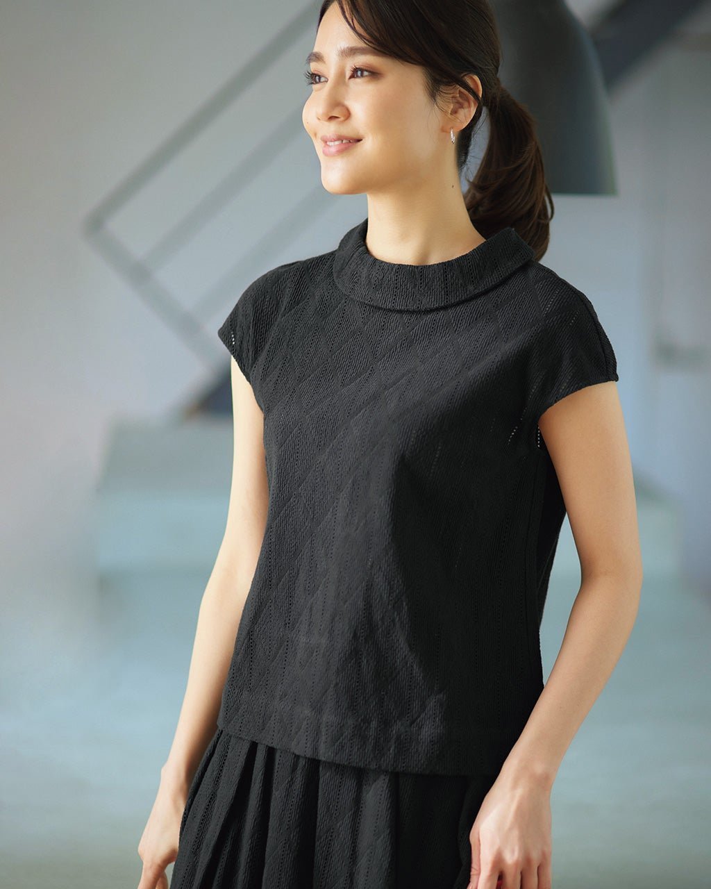 【ドゥクラッセ/DoCLASSE】のカットワークレース・ロール衿ブラウス 人気、トレンドファッション・服の通販 founy(ファニー) 　ファッション　Fashion　レディースファッション　Fashion for Women　トップス・カットソー　Cut & Sew Tops　シャツ・ブラウス・オフィスカジュアル　Elegant Blouses & Button-Ups　コンパクト　Compact, Small Size　ストライプ　Stripe, Striped Pattern　セットアップ　Set-Up, Coordinated Outfit　フォーマル　Formal, Dressy　 other-1|ID: prp329100004934063 ipo3291000000037032662