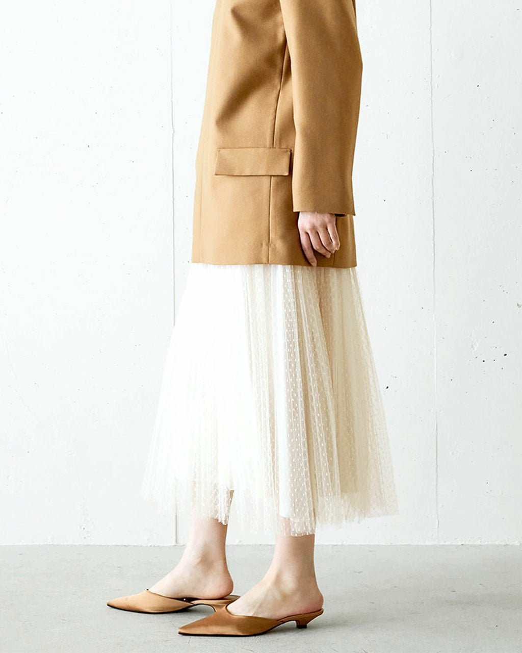 【ドゥクラッセ/DoCLASSE】のドットチュール・プリーツスカート インテリア・キッズ・メンズ・レディースファッション・服の通販 founy(ファニー) 　ファッション　Fashion　レディースファッション　Fashion for Women　スカート　Skirts　プリーツスカート / 上品フェミニンスタイル　Pleated Skirts　チュール　Tulip, Tulip Motif　ドット　Polka Dot, Dot Pattern　プリーツ　Pleats, Pleated　今季　This Season, Current Season　ベージュ|ID: prp329100004934079 ipo3291000000037032709