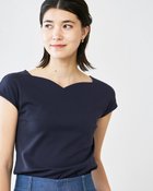 【ドゥクラッセ/DoCLASSE】のハートネック/フレンチ袖・ドゥクラッセTシャツ ミッドナイトブルー|ID: prp329100004934084 ipo3291000000037256803