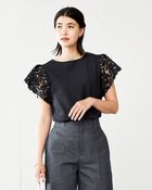 【ドゥクラッセ/DoCLASSE】のレーススリーブ・Tブラウス 人気、トレンドファッション・服の通販 founy(ファニー) ファッション Fashion レディースファッション Fashion for Women トップス・カットソー Cut & Sew Tops シャツ・ブラウス・オフィスカジュアル Elegant Blouses & Button-Ups ロングTシャツ・Tシャツ Longline T-Shirts & Tees カットソー・ベーシックTシャツ Cut-and-Sewn Tops / Stretch Tees & Basics カットソー Cut and Sewn Top ストレッチ Stretch, Stretchy Fabric スリーブ Sleeve, Long Sleeve / Short Sleeve モチーフ Motif, Design Theme レース Lace, Lace Fabric エレガント 上品 Elegant thumbnail ブラック|ID: prp329100004934089 ipo3291000000037032753