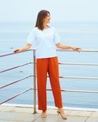 【ドゥクラッセ/DoCLASSE】のUVスラブ・ストレートパンツ/63㎝ ブラウンオレンジ|ID: prp329100004934092 ipo3291000000037098250