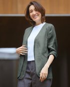 【ドゥクラッセ/DoCLASSE】のシアーラミー・ダブルノーカラージャケット オリーブ|ID: prp329100004934115 ipo3291000000037098292