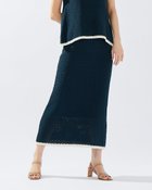 【ドゥクラッセ/DoCLASSE】のクロッシェニット・ナロースカート ミッドナイトブルー|ID: prp329100004934117 ipo3291000000037102427