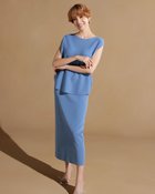 【ドゥクラッセ/DoCLASSE】の綿アセニット・ストレートスカート ブルー|ID: prp329100004934118 ipo3291000000037102429