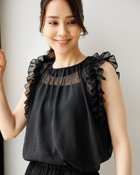 【ドゥクラッセ/DoCLASSE】のドビーシフォン・肩フリルブラウス ブラック|ID: prp329100004934122 ipo3291000000037098301