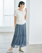 【ドゥクラッセ/DoCLASSE】の柄編みボーダー・クルーネック半袖ニット オフホワイト|ID: prp329100004934126 ipo3291000000037098309