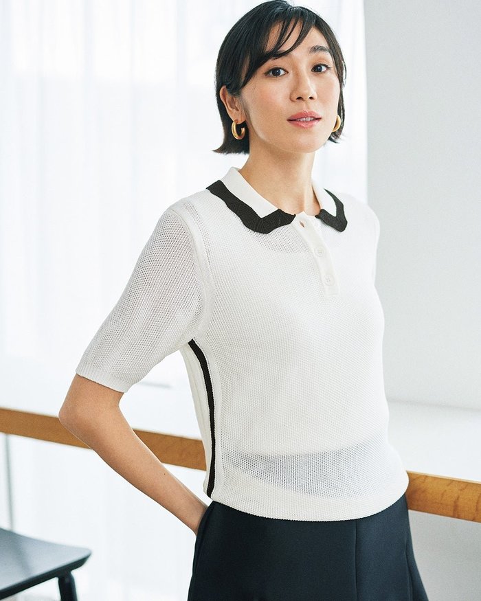 【ドゥクラッセ/DoCLASSE】のスカラップ衿・バイカラーポロニット インテリア・キッズ・メンズ・レディースファッション・服の通販 founy(ファニー) https://founy.com/ ファッション Fashion レディースファッション Fashion for Women トップス・カットソー Cut & Sew Tops ニット Knit Tops & Sweaters エレガント 上品 Elegant スカラップ Scallop, Scalloped Edge スポーティ Sporty, Casual Athletic セーター Sweater, Knitwear トレンド Trend, Trending Now フェミニン Feminine, Girly |ID: prp329100004934128 ipo3291000000037098311