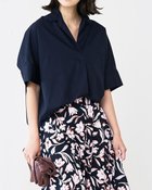 【ドゥクラッセ/DoCLASSE】のミックスコットン・スキッパーシャツ 人気、トレンドファッション・服の通販 founy(ファニー) ファッション Fashion レディースファッション Fashion for Women トップス・カットソー Cut & Sew Tops シャツ・ブラウス・オフィスカジュアル Elegant Blouses & Button-Ups スキッパー Skipper, Open Collar 定番 Standard, Basic Item thumbnail ミッドナイトブルー|ID: prp329100004934129 ipo3291000000037032969