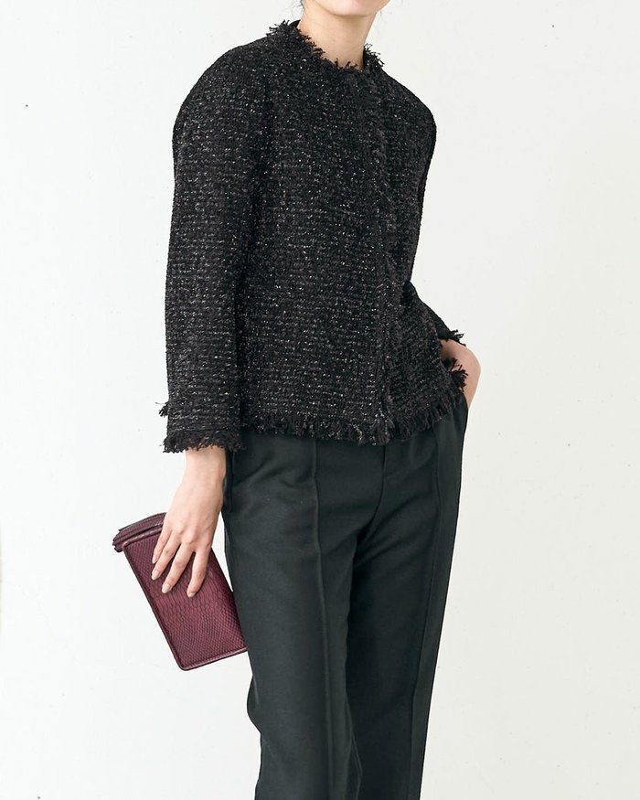 【ドゥクラッセ/DoCLASSE】のラメツイード・ノーカラージャケット インテリア・キッズ・メンズ・レディースファッション・服の通販 founy(ファニー) https://founy.com/ ファッション Fashion レディースファッション Fashion for Women アウター Coat / Outerwear Collection レディースジャケット・軽アウター Jackets ノーカラージャケット / シンプル上品コーデ Collarless Jackets コンパクト Compact, Small Size ジャケット Jacket, Outerwear ツイード Twill, Twill Weave フィット Fit, Slim Fit ベスト Vest, Waistcoat ワイド Wide, Wide Fit |ID: prp329100004934145 ipo3291000000037093339