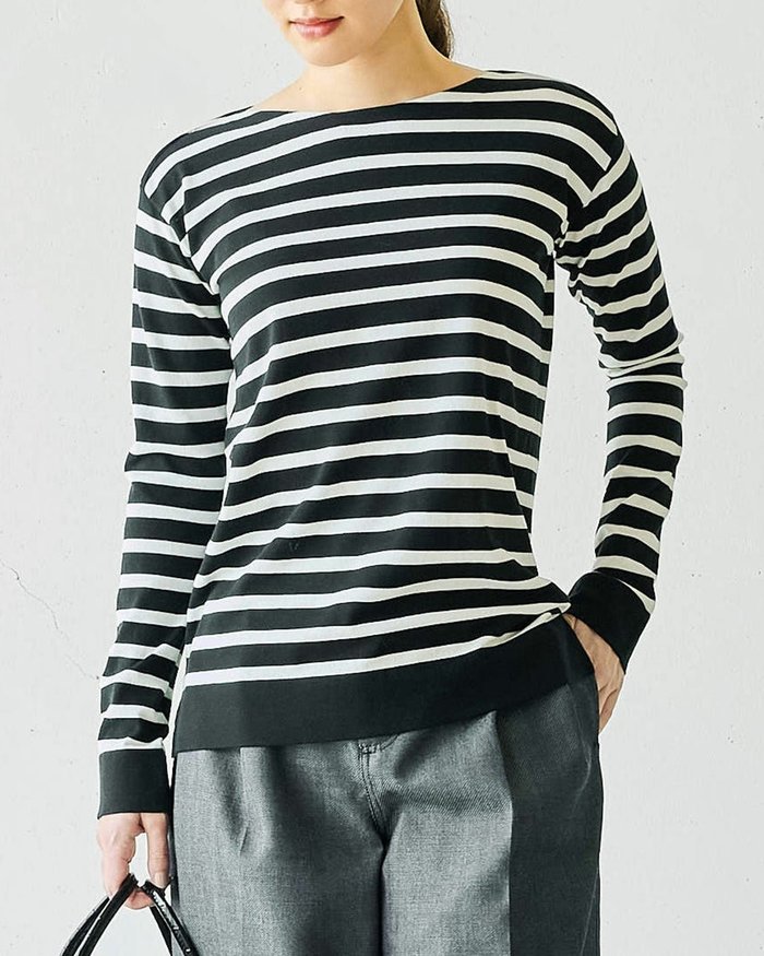 【ドゥクラッセ/DoCLASSE】のコットンニット・ボーダープルオーバー インテリア・キッズ・メンズ・レディースファッション・服の通販 founy(ファニー) https://founy.com/ ファッション Fashion レディースファッション Fashion for Women トップス・カットソー Cut & Sew Tops ニット Knit Tops & Sweaters カジュアルプルオーバー・ニットトップス Pullovers & Knit Tops / Casual Pullovers スマート Smart, Elegant ボーダー Border, Stripe 長袖 Long Sleeve, Full Sleeve |ID: prp329100004934166 ipo3291000000037102474