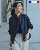 【ドゥクラッセ/DoCLASSE】のフレンチリネン・バスケット織りボタンブルゾン ネイビー|ID: prp329100004934169 ipo3291000000037033087