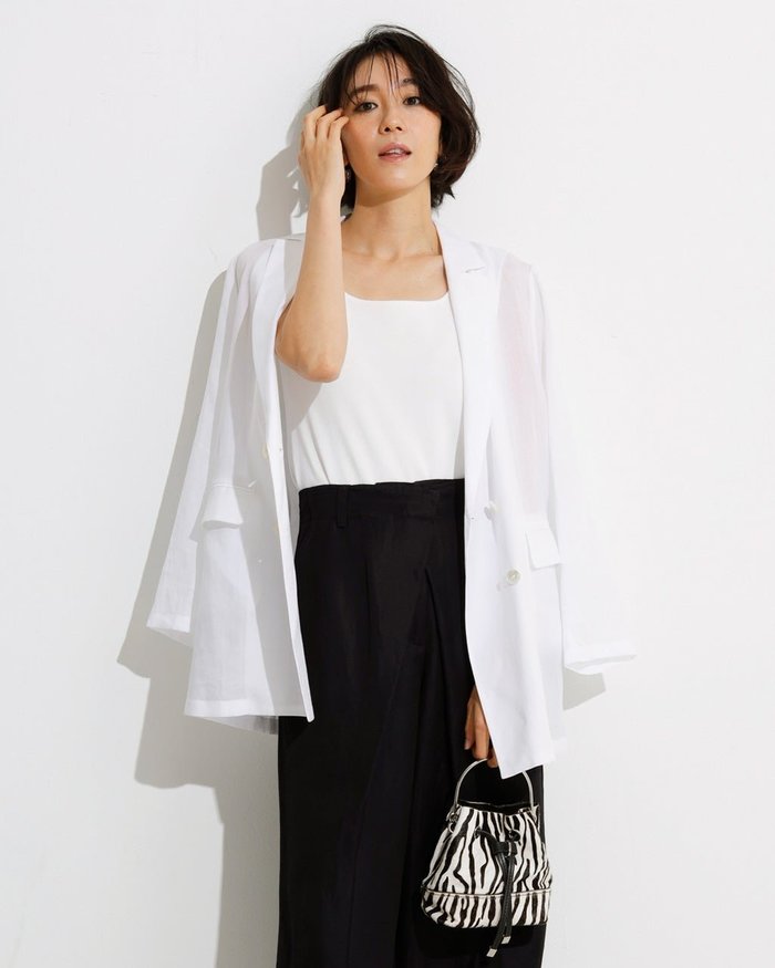 【ドゥクラッセ/DoCLASSE】のシアーラミー・ダブルジャケット インテリア・キッズ・メンズ・レディースファッション・服の通販 founy(ファニー) https://founy.com/ ファッション Fashion レディースファッション Fashion for Women アウター Coat / Outerwear Collection レディースジャケット・軽アウター Jackets 春 Spring シアー Sheer, See-Through ジャケット Jacket, Outerwear ダブル Double, Double-Breasted ドレープ Drape, Draping Fabric マニッシュ Mannish, Boyish S/S・春夏 SS, Spring/Summer, Warm Season 夏 Summer |ID: prp329100004934171 ipo3291000000037098332