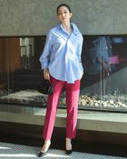 【ドゥクラッセ/DoCLASSE】の麻混ドライオックス・テーパードパンツ ピンク|ID: prp329100004934175 ipo3291000000037102484