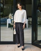 【ドゥクラッセ/DoCLASSE】の麻混ドライオックス・ワイドパンツ チャコール|ID: prp329100004934181 ipo3291000000037256996