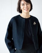 【ドゥクラッセ/DoCLASSE】のループツイード・コンパクトノーカラージャケット ネイビー|ID: prp329100004934195 ipo3291000000037057376