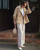 【ドゥクラッセ/DoCLASSE】のストレッチ・ショートダブルジャケット ベージュ|ID: prp329100004934200 ipo3291000000037102519