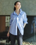 【ドゥクラッセ/DoCLASSE】のストレッチコットン・アシンメトリーシャツ サックス|ID: prp329100004934209 ipo3291000000037246572