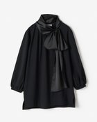 【ドゥクラッセ/DoCLASSE】のボウタイデザイン・7分袖異素材プルオーバー 人気、トレンドファッション・服の通販 founy(ファニー) ファッション Fashion レディースファッション Fashion for Women トップス・カットソー Cut & Sew Tops シャツ・ブラウス・オフィスカジュアル Elegant Blouses & Button-Ups ロングTシャツ・Tシャツ Longline T-Shirts & Tees カジュアルプルオーバー・ニットトップス Pullovers & Knit Tops / Casual Pullovers カットソー・ベーシックTシャツ Cut-and-Sewn Tops / Stretch Tees & Basics エレガント 上品 Elegant カットソー Cut and Sewn Top サテン Satin, Glossy Fabric ハイネック High Neck, Mock Neck thumbnail ブラック|ID: prp329100004934211 ipo3291000000037033247